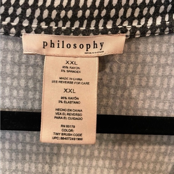 Philosophy Womens Tunic Black White Long Ruched Sleeve Asymmetrical Hem Size XXL - Picture 10 of 10